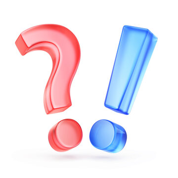 Question and Answer, FAQ Concept. Question mark and exclamation mark on white. 3d rendering
