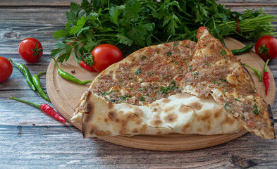 Turkish foods; Turkish pizza -Lahmacun