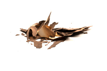 Burnt paper isolated on a white background.