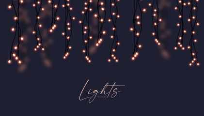 Soft light garland background with blur effect. Christmas lights