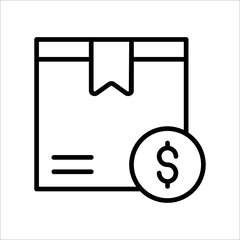 Box icon with dollar symbol. Vector illustration for delivery service