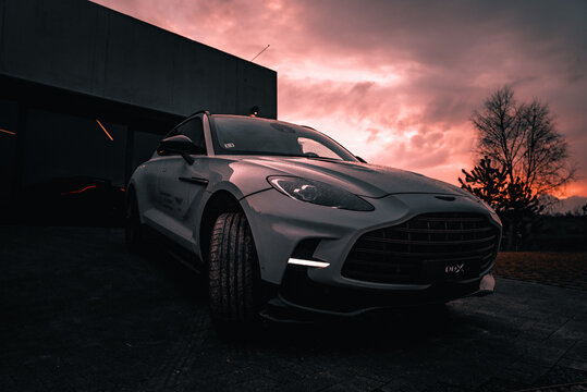 Aston Martins first SUV the DBX. Close up view of the Aston Martin 2022 DBX