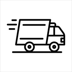 Fototapeta na wymiar Fast delivery truck icon, express delivery, quick move, line symbol on white background