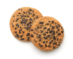 Top view of chocolate chip oat cookies