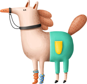 Horse in the pants cartoon illustration