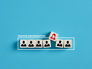 Positive gender discrimination in business workplace concept.