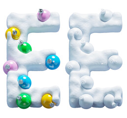 Christmas colorful snowballs font. Letter E