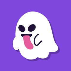 Obraz premium Cute cartoon ghost on purple background.