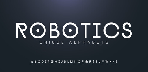 Fototapeta na wymiar Typography technology electronic digital music future creative font. Abstract minimal modern alphabet fonts. Vector illustration