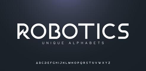 Elegant, minimal font. Alphabet letter fonts for tech. Typography modern style font set for logo, Poster, Banner. Vector typeface illustration.	