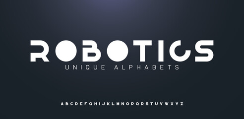 Typography technology electronic digital music future creative font. Abstract minimal modern alphabet fonts. Vector illustration