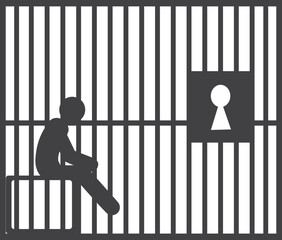 Jail or prison with bars icon, jail      symbol vector