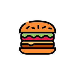 burger vector icon. food and beverage icon filled line style. perfect use for icon, logo, illustration, website, and more. icon design color style