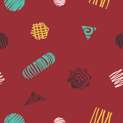 earth tone color seamless tribal geometric pattern vector