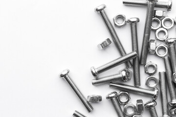 Nuts / Bolts / Screws closeup on white background