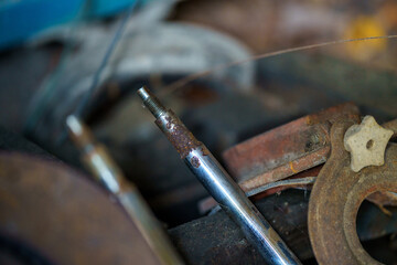 old rusty tractor details and closeups