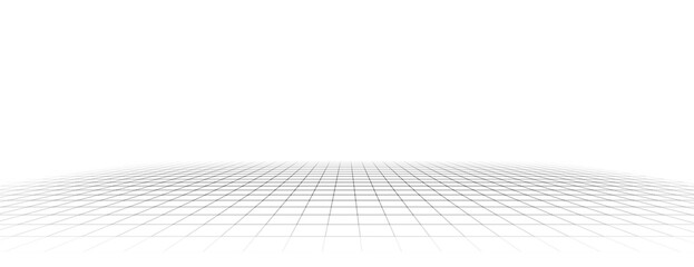 Wireframe landscape. Vector perspective grid. Digital space. Mesh on a white background.