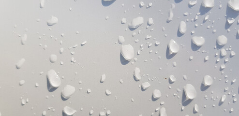 Water droplets perspective through white color surface