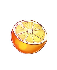 Tangerine half drawing stylized fruit