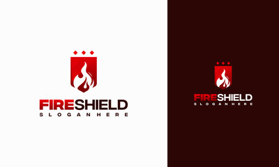 Modern Fire Shield logo template designs, Shield logo designs symbol