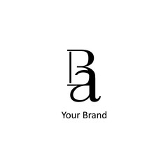 Fototapeta BA letter logo design. creative minimal monogram symbol. Universal elegant vector emblem. Simple modern type of business logo. Graphic alphabet symbol for company obraz