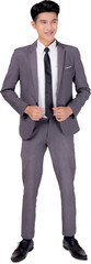 Portrait young asian businessman in suit with confident transparent file.
