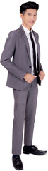 Portrait young asian businessman in suit with confident transparent file.