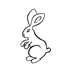 Eastern horoscope symbol easter bunny, rabbit line, vector illustration