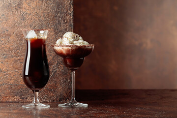 Cold coffee and chocolate cocktails.