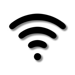 Isolated icon of the wireless wifi international symbol, black, simple style with a shadow.
