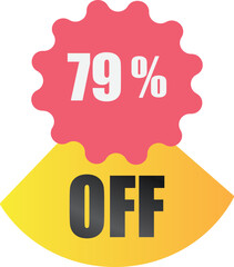 79% off sale label symbol, Sale tag vector badge template,  79% sale promotion flat icon, 79% Discount offer price label, clearance sale sticker emblem, 12 12 and black Friday discount modern colorful