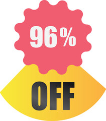 96% off sale label symbol, Sale tag vector badge template, 96% sale promotion flat icon, 96% Discount offer price label, clearance sale sticker emblem, 12 12 and black Friday discount modern colorful