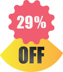 29 off sale label symbol,Sale tag vector badge template,  29% sale promotion flat icon ,Discount offer price label , clearance sale sticker emblem, modern design isolated on white background
