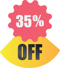 35 off sale label symbol,Sale tag vector badge template,  35% sale promotion flat icon ,Discount offer price label , clearance sale sticker emblem, modern design isolated on white background