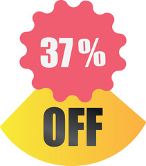 37 off sale label symbol,Sale tag vector badge template,  37% sale promotion flat icon ,Discount offer price label , clearance sale sticker emblem, modern design isolated on white background
