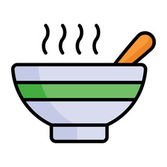 bowl, hot soup, icon in modern style for website mobile logo app UI design. simple vector icon. 