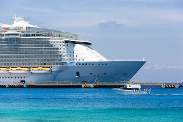 The Motorboat And A Cruise Ship in Cozumel