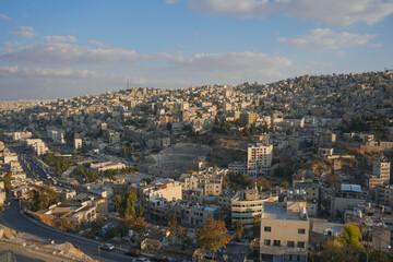 Fototapeta premium roman amphitheater downtown Amman Jordan sun set 