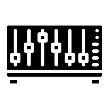 black audio mixer with white sliders clip art preview