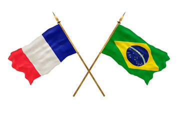 Background for designers. National Day. 3D model National flags  of People's Republic of France and Brazil