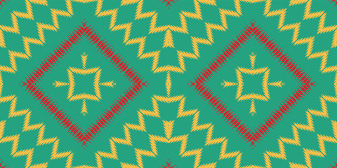 Fototapeta na wymiar Ikat vector tribal backgrounds Seamless Pattern. Ethnic Geometric Ikkat Batik Digital vector textile Design for Prints Fabric saree Mughal brush symbol Swaths texture Kurti Kurtis Kurtas