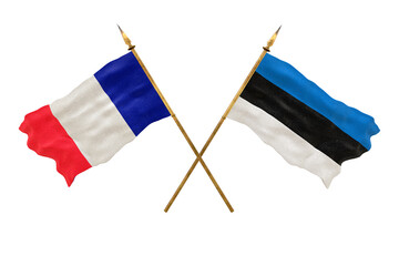 Background for designers. National Day. 3D model National flags  of People's Republic of France and Estonia