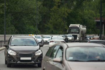 View of highway with road traffic on summer day