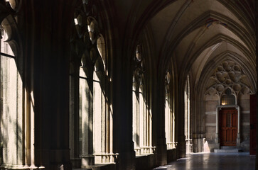 Old stone building with narrow corridors indoors