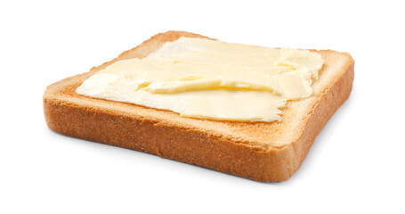 Delicious crispy toast with butter isolated on white