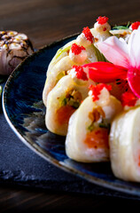 fish sushi roll in plate