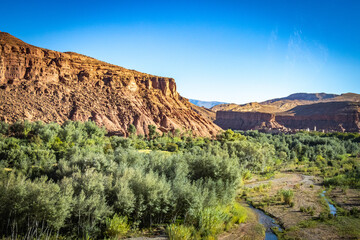 canyon, valley of roses, morocco, oasis, river, m'goun, high atlas mountains, north africa,