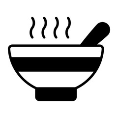 bowl, hot soup, icon in modern style for website mobile logo app UI design. simple vector icon. 