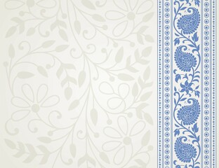 wedding card design, traditional paisley floral pattern , royal India	