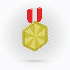 Gold Hexagon medals realistic, honor gold, medal badge, pin gold medal.
